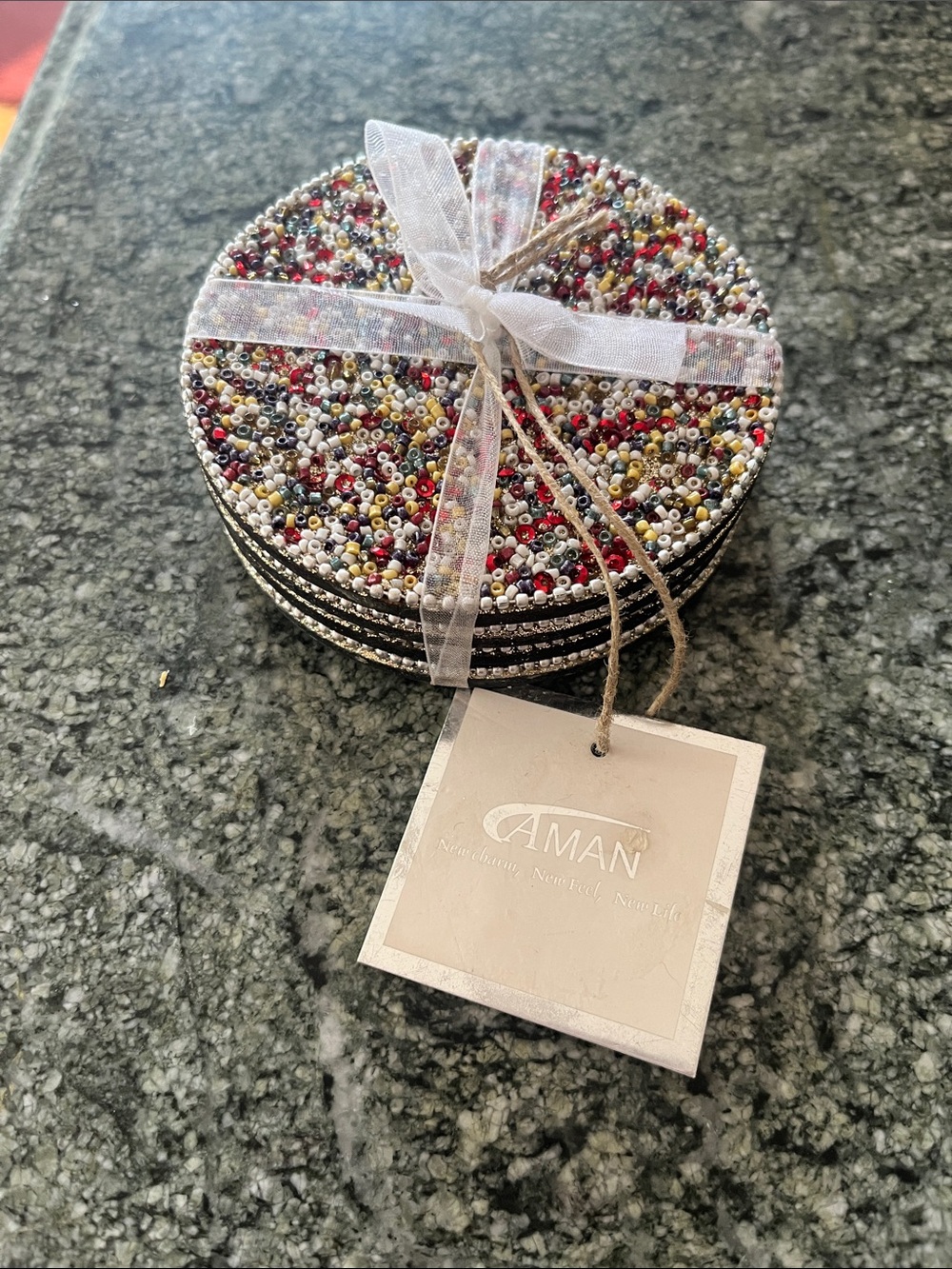 Beaded Round coasters - Multicolor by